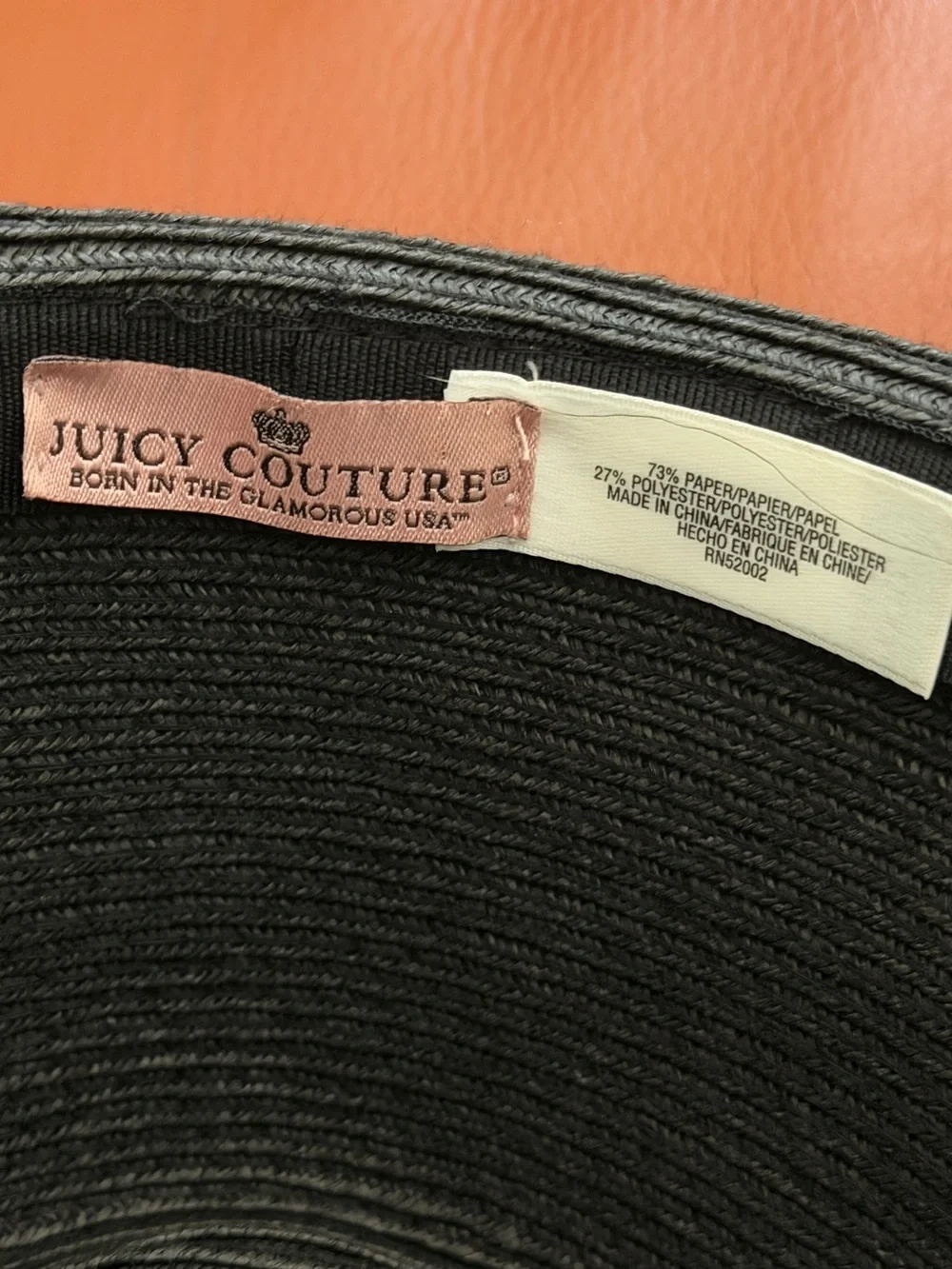 Juicy Couture Black Fedora with Black-and-White Checked Band